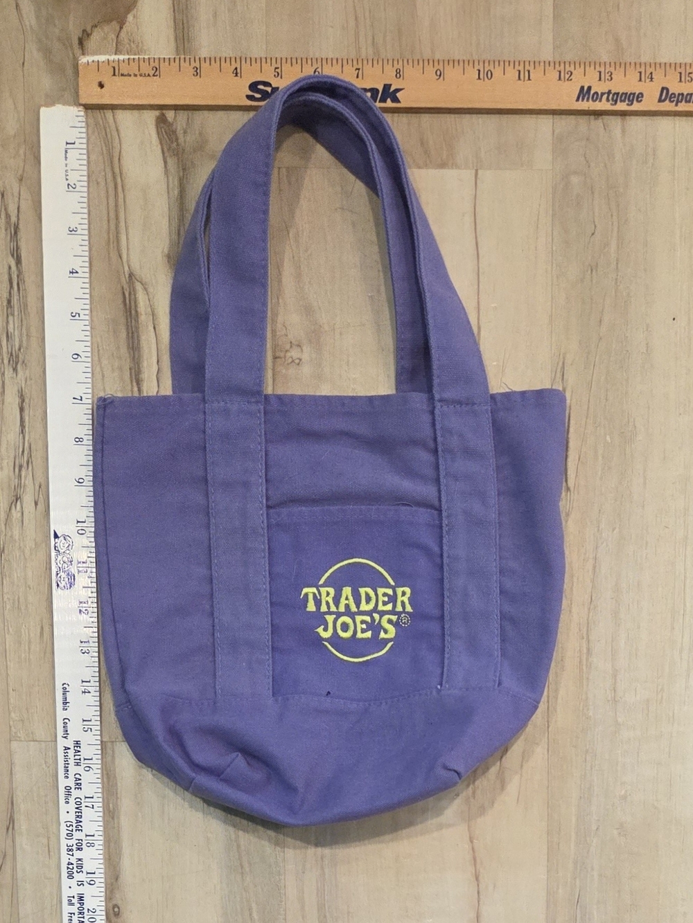 Trader Joe's Purple Canvas Tote with Yellow Logo